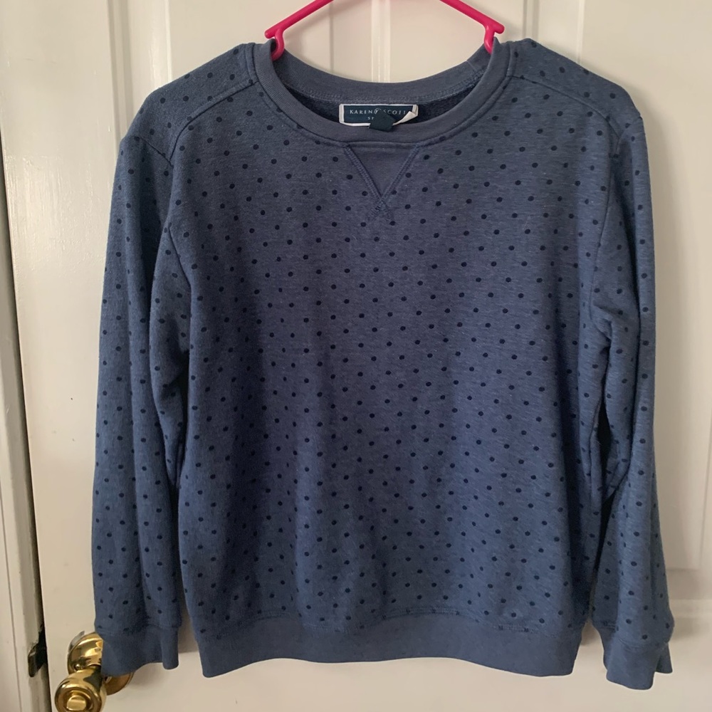 Karen Scott navy blue polka dot jumper